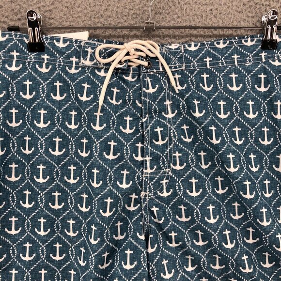 Trunks Swimsuit Mens XXL Swami Short Blue Diamond Anchor Surf Swim Quick Dry NWT - Picture 2 of 14